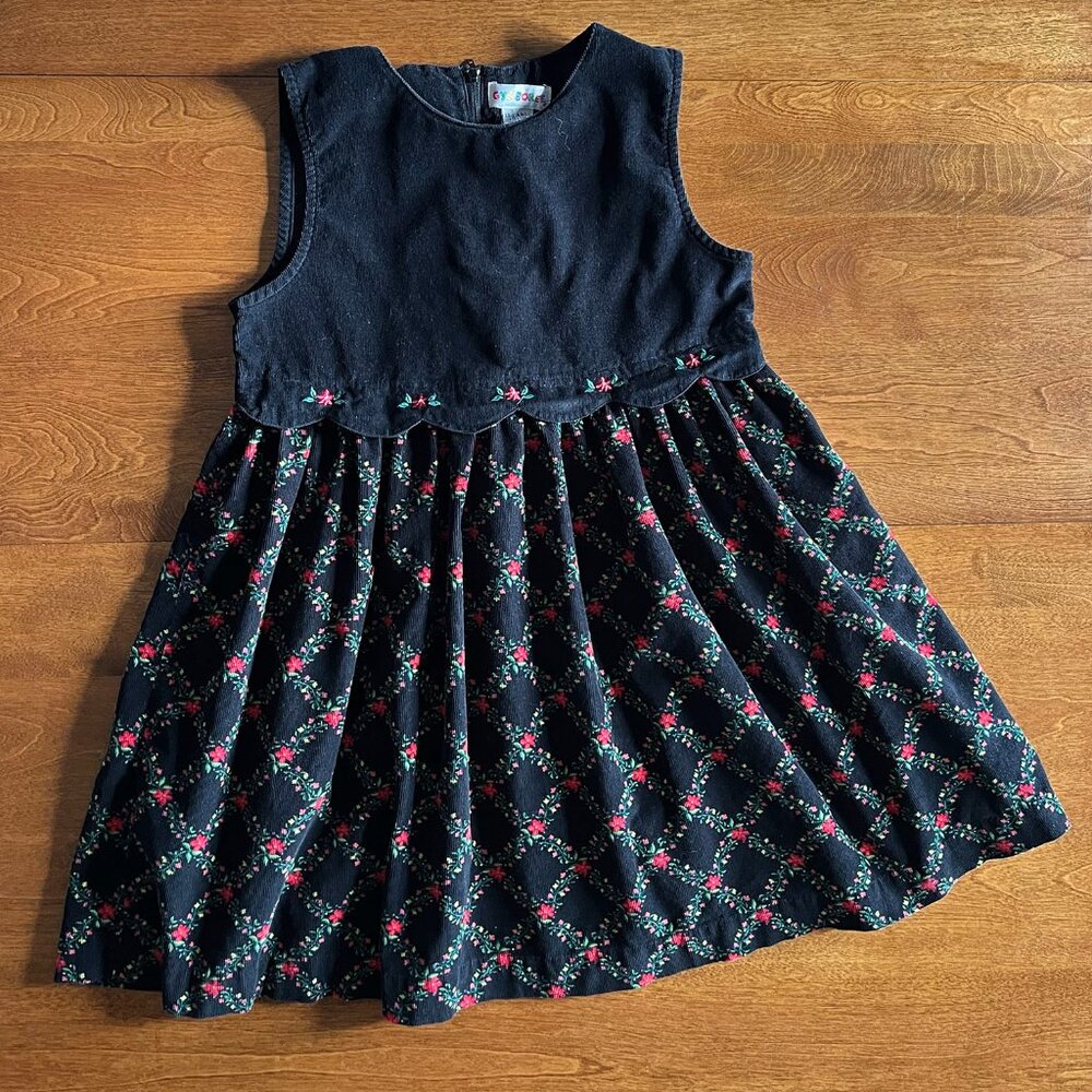 Gymboree vintage corduroy floral dress XX-Large 6/7
